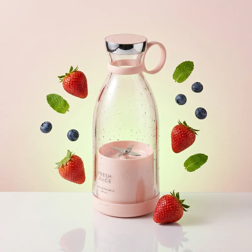 Blender portable VERV rose avec fruits frais